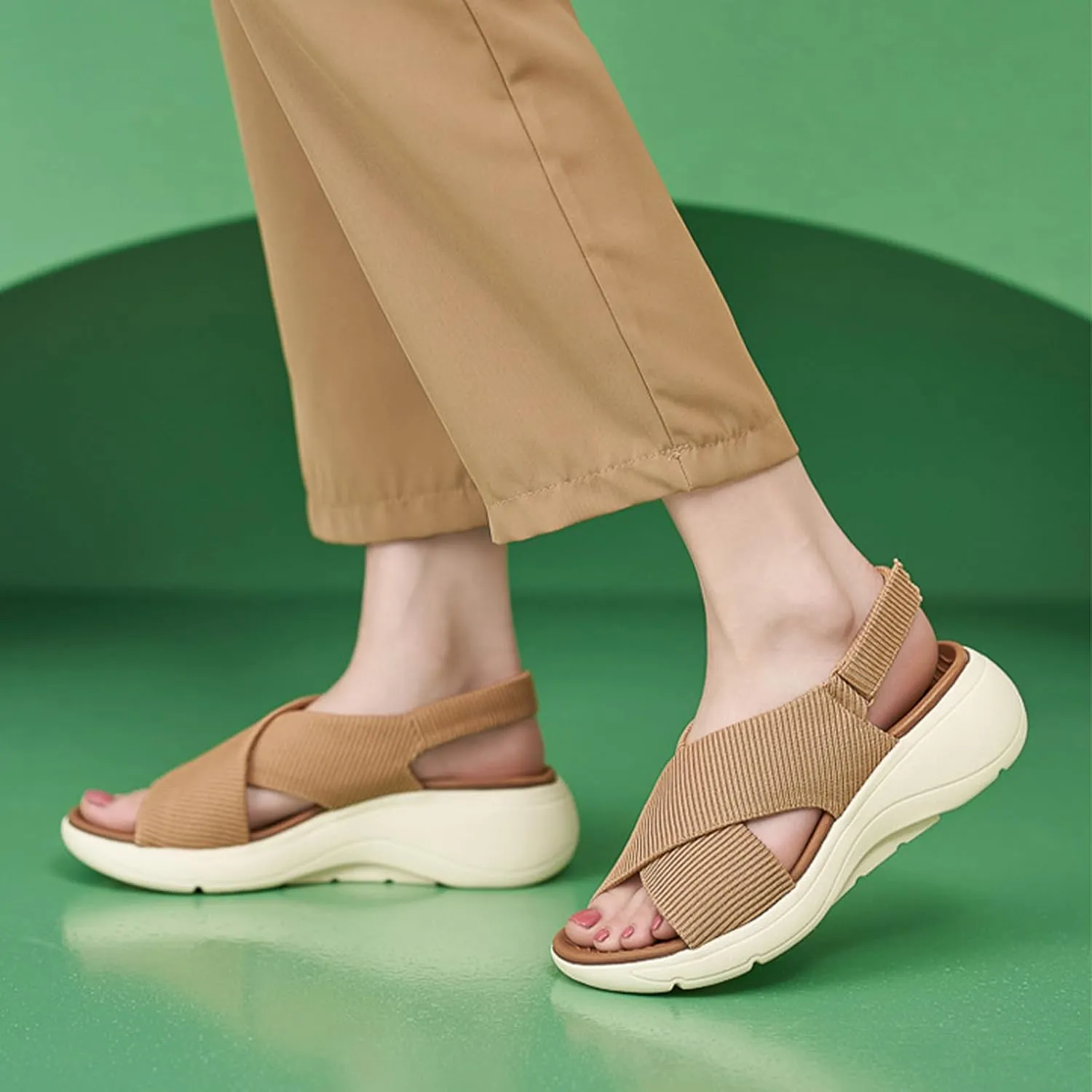 YTINGNICE Casual Cross Strap Platform Sandals For Women,Women Summer Casual Platform Cross-Strap Sandals, Women's Orthopedic Sandals with Arch Support