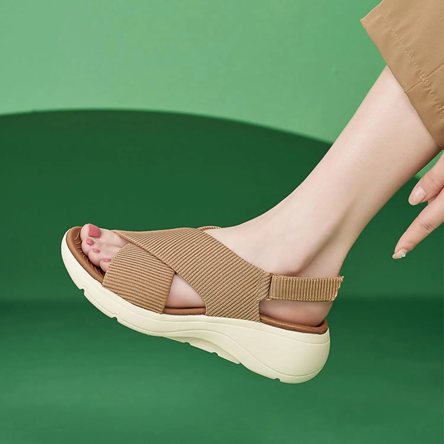 YTINGNICE Casual Cross Strap Platform Sandals For Women,Women Summer Casual Platform Cross-Strap Sandals, Women's Orthopedic Sandals with Arch Support