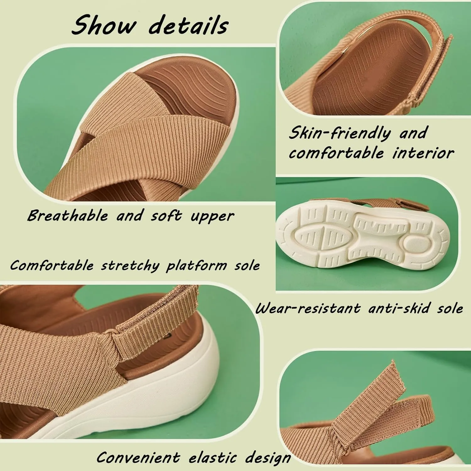 YTINGNICE Casual Cross Strap Platform Sandals For Women,Women Summer Casual Platform Cross-Strap Sandals, Women's Orthopedic Sandals with Arch Support