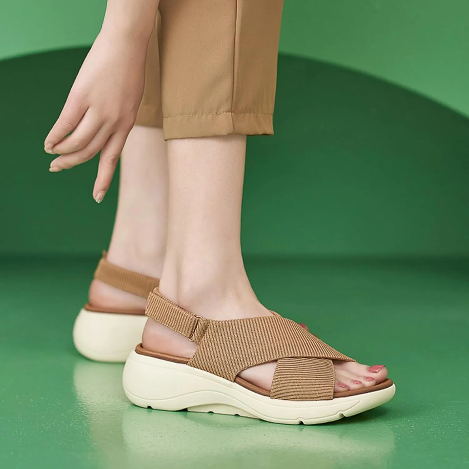 YTINGNICE Casual Cross Strap Platform Sandals For Women,Women Summer Casual Platform Cross-Strap Sandals, Women's Orthopedic Sandals with Arch Support