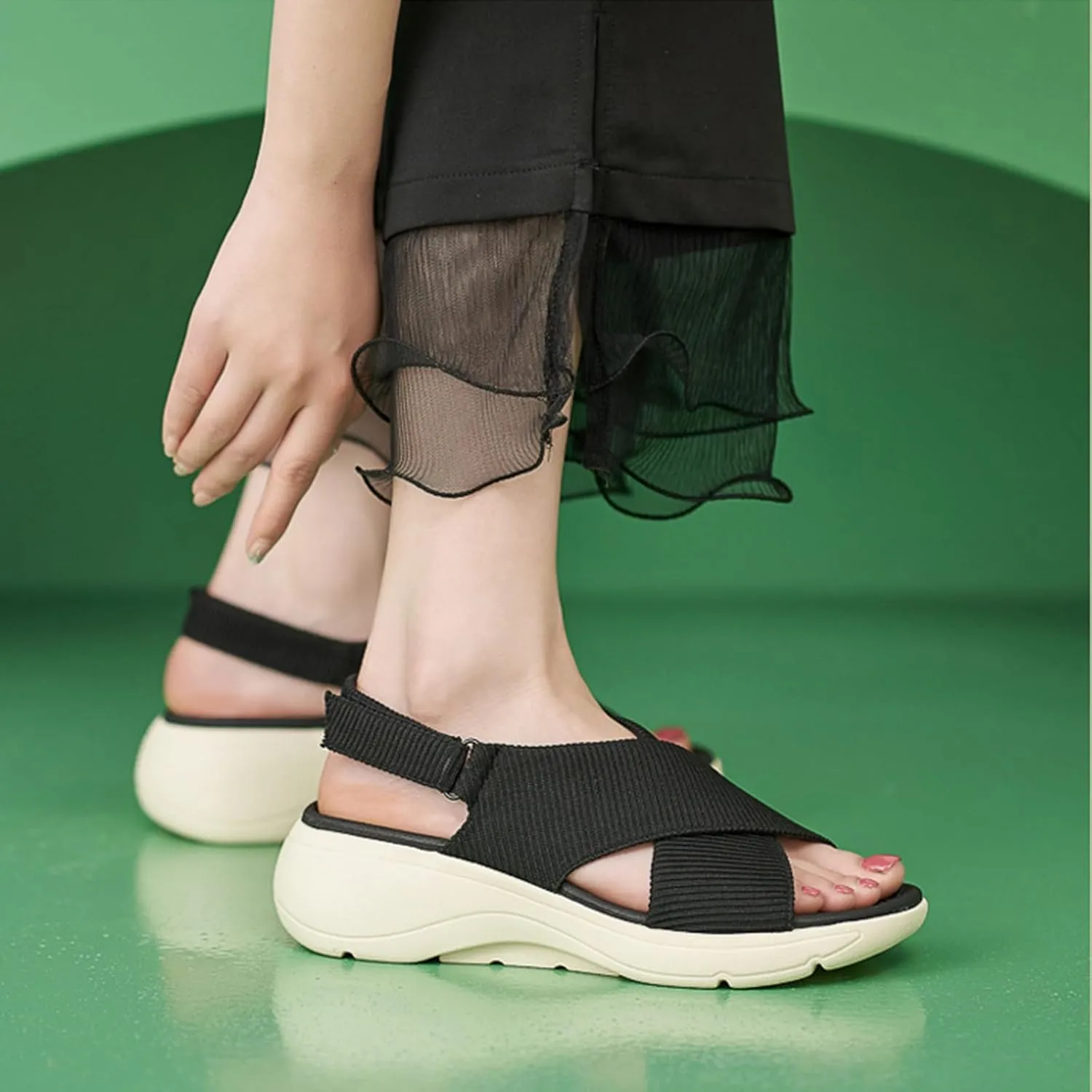 YTINGNICE Casual Cross Strap Platform Sandals For Women,Women Summer Casual Platform Cross-Strap Sandals, Women's Orthopedic Sandals with Arch Support