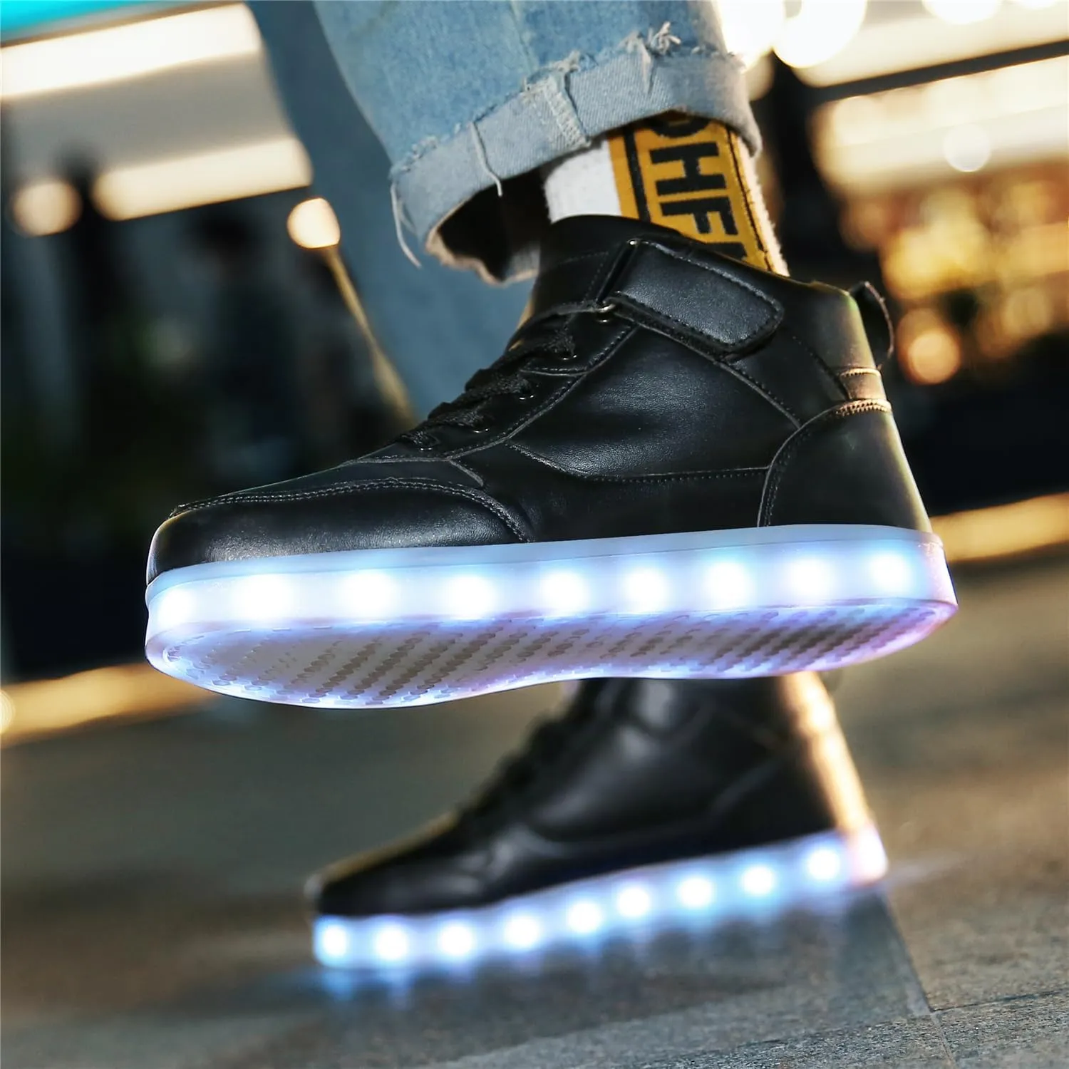 YuanRoad Unisex LED Light Up Shoes with USB Charging Glowing Luminous LED Sneakers