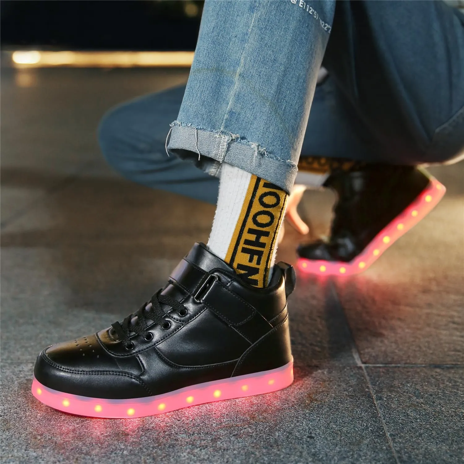 YuanRoad Unisex LED Light Up Shoes with USB Charging Glowing Luminous LED Sneakers