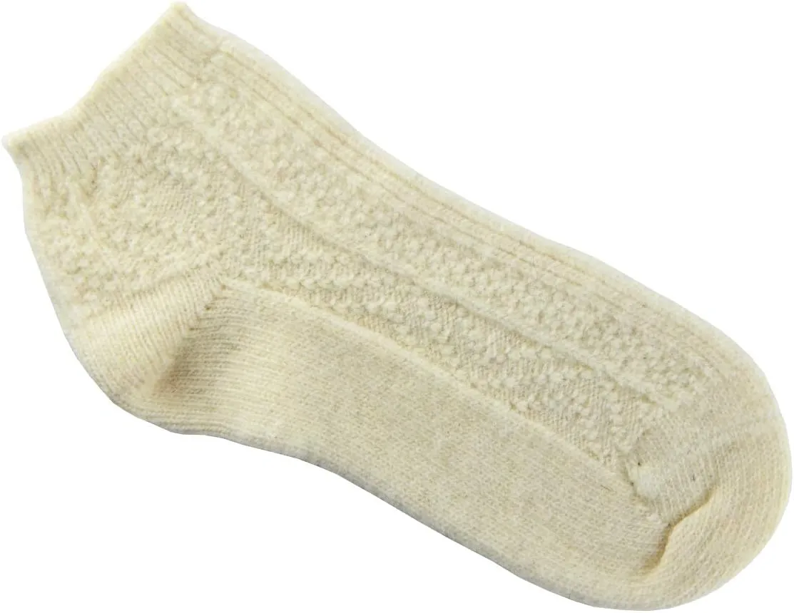 YUN Women's Natural Pure 100% Wool Traditional Warm Low Ankle Booties Winter Socks