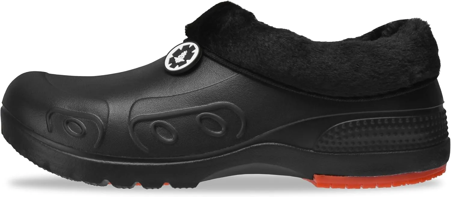 YUNGPRIME Men's Women's Fur Lined Non-Slip Boots Waterproof Fleece Garden Shoes Winter Work Shoes Chef Shoes with Soft Fleece Lining