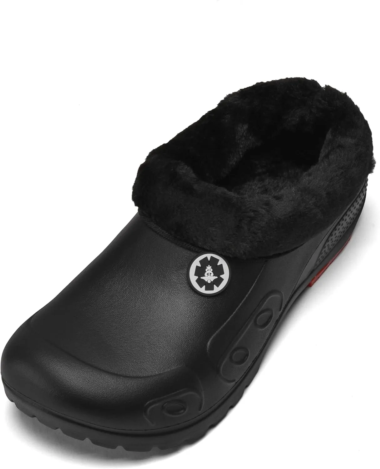 YUNGPRIME Men's Women's Fur Lined Non-Slip Boots Waterproof Fleece Garden Shoes Winter Work Shoes Chef Shoes with Soft Fleece Lining