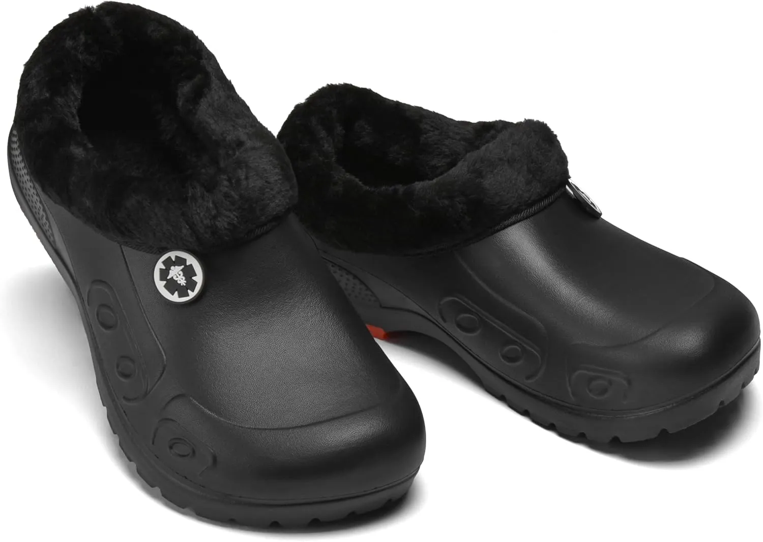YUNGPRIME Men's Women's Fur Lined Non-Slip Boots Waterproof Fleece Garden Shoes Winter Work Shoes Chef Shoes with Soft Fleece Lining