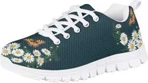 Yzaoxia Kids Sneakers Lace Up Breathable Running Tennis Shoes for Girls Light Weight Walking Sports Shoes Comfortable