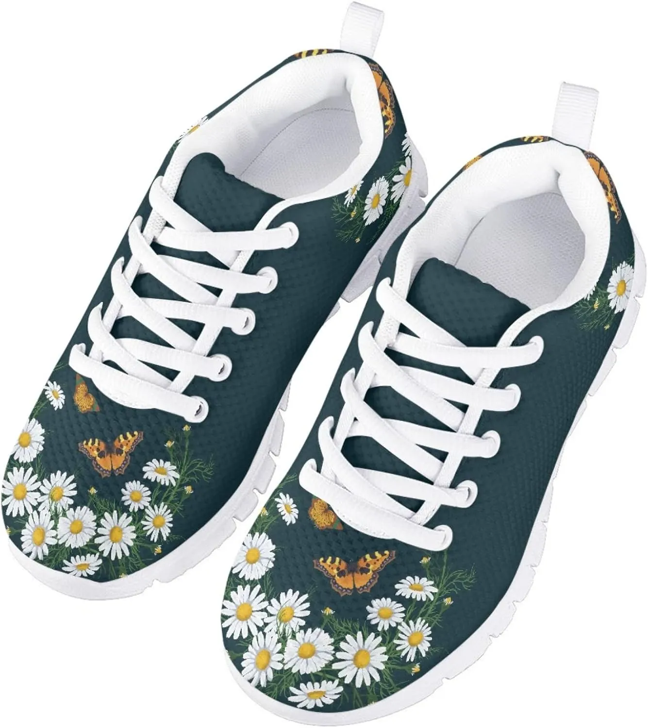 Yzaoxia Kids Sneakers Lace Up Breathable Running Tennis Shoes for Girls Light Weight Walking Sports Shoes Comfortable