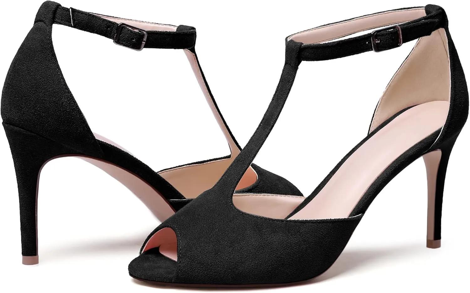 Zamikoo Women's Peep Toe Sandals Ankle Strap Stiletto Pumps Dress Shoes