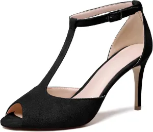 Zamikoo Women's Peep Toe Sandals Ankle Strap Stiletto Pumps Dress Shoes
