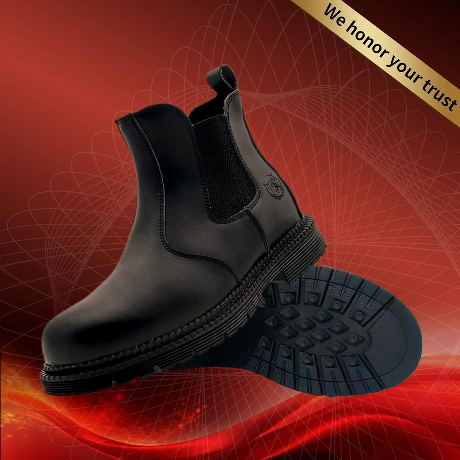 ZERVRTON Steel Toe Work Boots for Men,Slip-on Work Boots,Men's Industrial & Construction Shoes,Waterpoof Safety boots,Non-slip,Comfortable,Lightweight