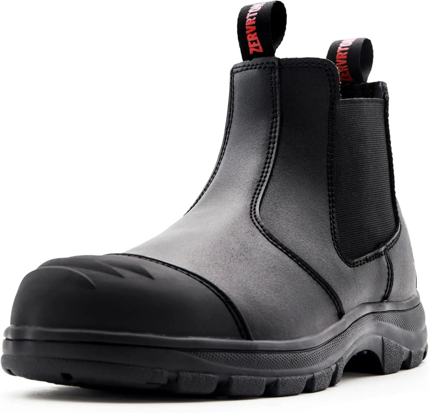 ZERVRTON Steel Toe Work Boots for Men,Slip-on Work Boots,Men's Industrial & Construction Shoes,Waterpoof Safety boots,Non-slip,Comfortable,Lightweight