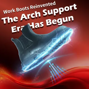 ZERVRTON Steel Toe Work Boots for Men,Slip-on Work Boots,Men's Industrial & Construction Shoes,Waterpoof Safety boots,Non-slip,Comfortable,Lightweight