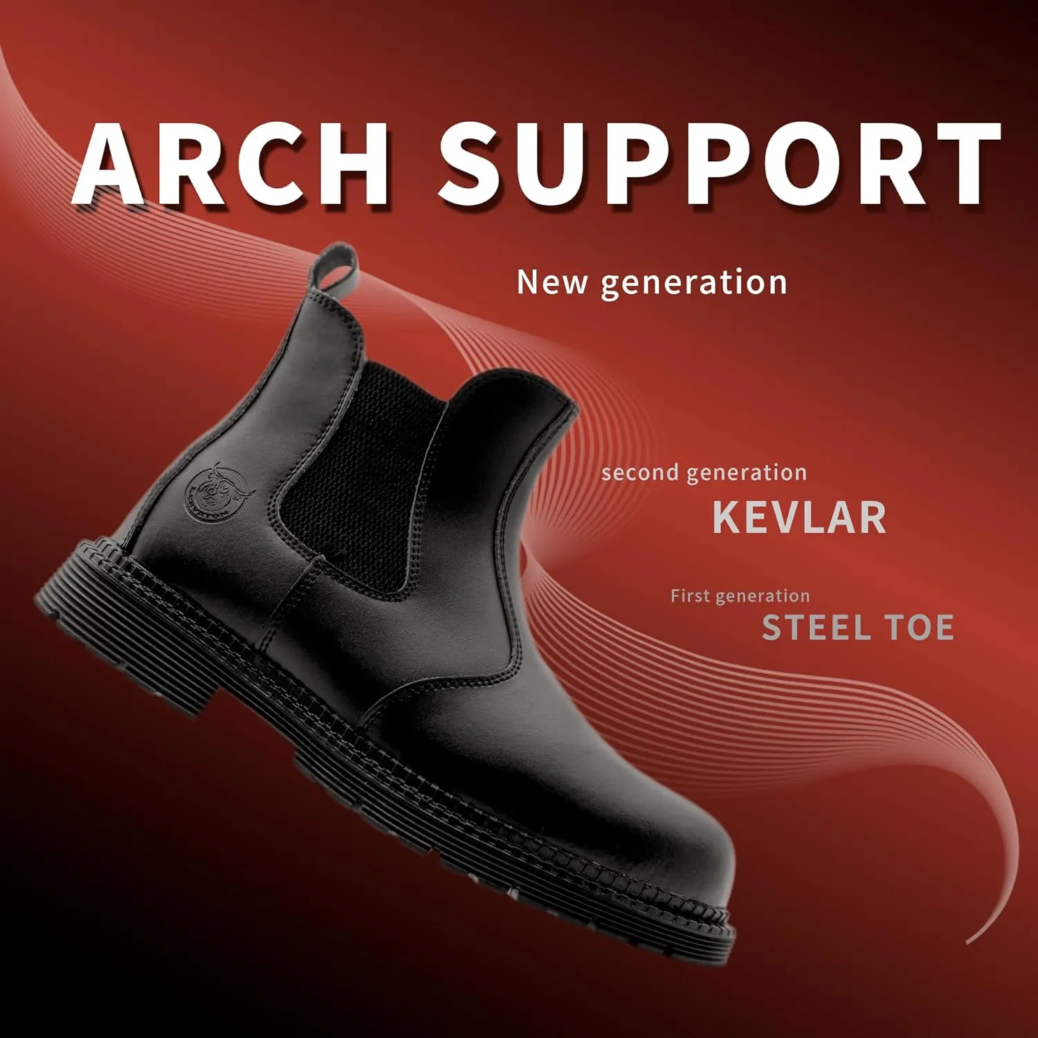 ZERVRTON Steel Toe Work Boots for Men,Slip-on Work Boots,Men's Industrial & Construction Shoes,Waterpoof Safety boots,Non-slip,Comfortable,Lightweight