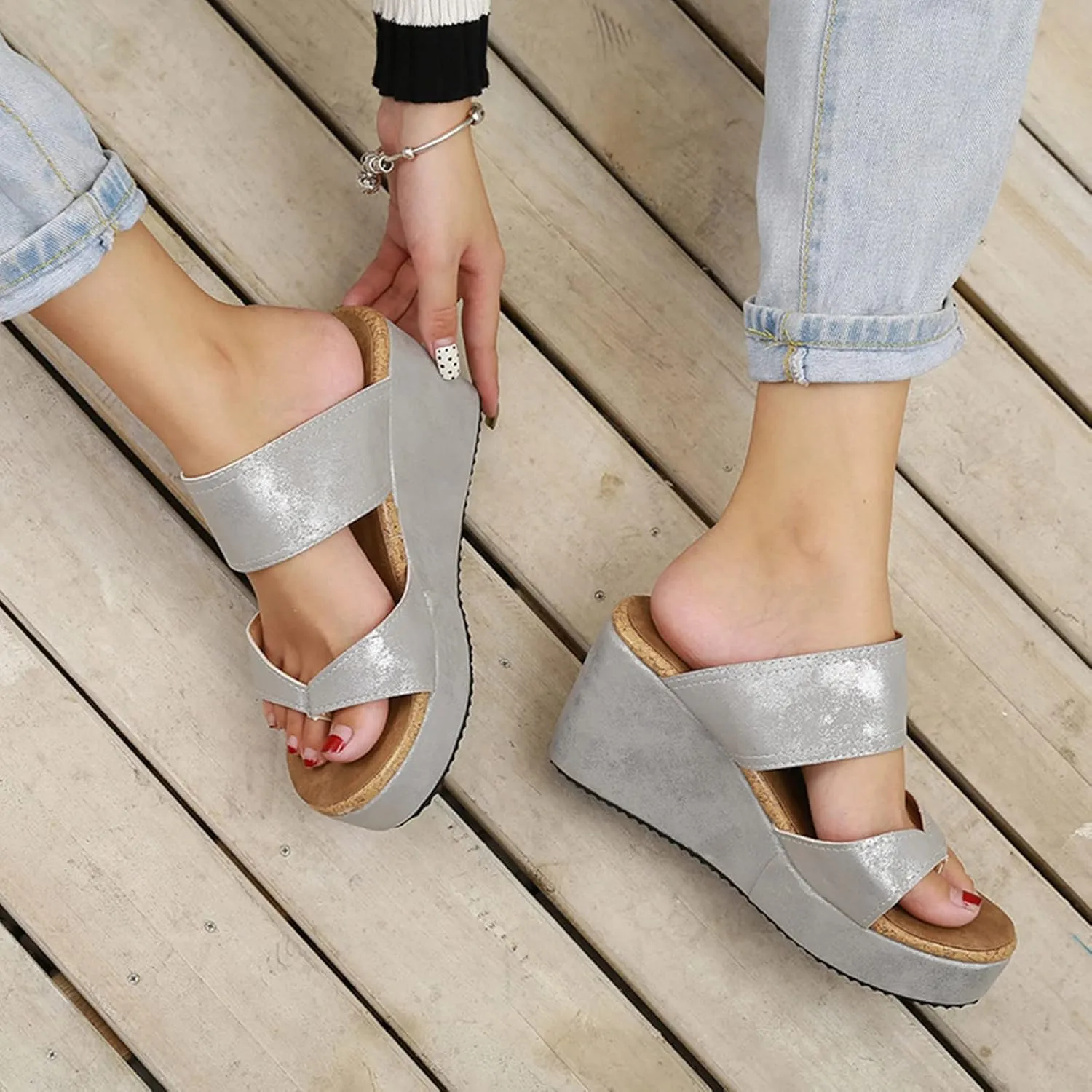 ZKXYFFS Wedge Sandals for Women 2023 Dressy Summer Peep Toe Platform Sandals Women's Thick Slippers Espadrilles Sandals Flip Flops