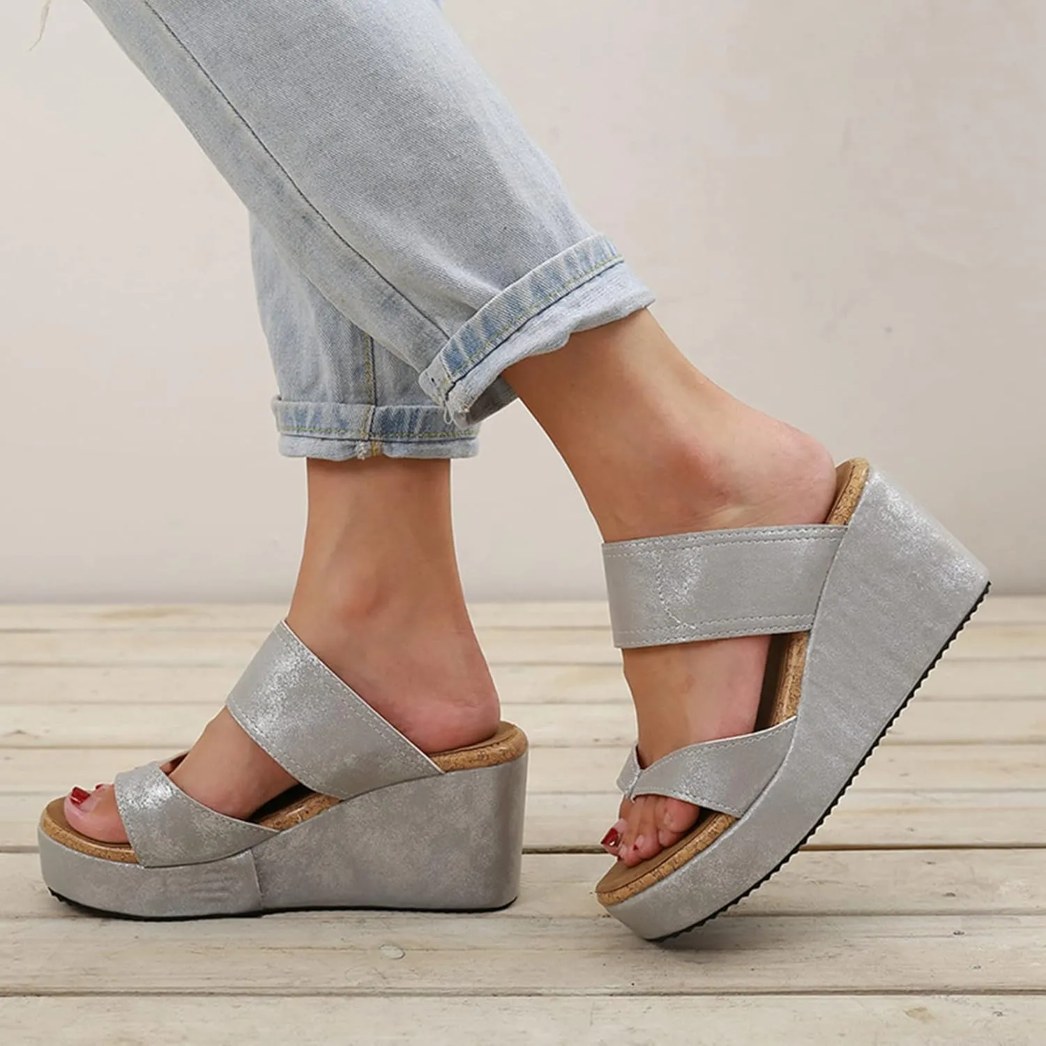 ZKXYFFS Wedge Sandals for Women 2023 Dressy Summer Peep Toe Platform Sandals Women's Thick Slippers Espadrilles Sandals Flip Flops
