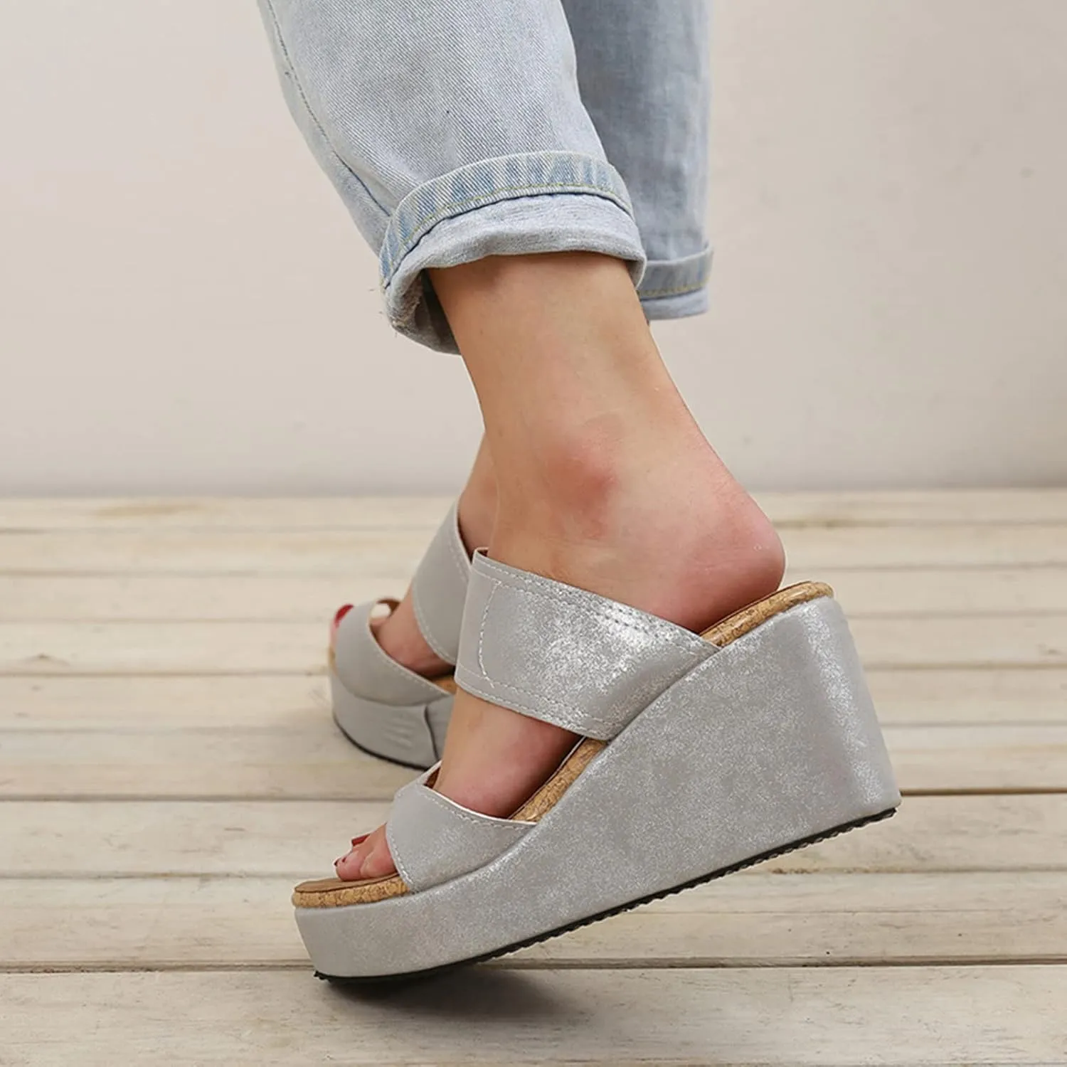 ZKXYFFS Wedge Sandals for Women 2023 Dressy Summer Peep Toe Platform Sandals Women's Thick Slippers Espadrilles Sandals Flip Flops