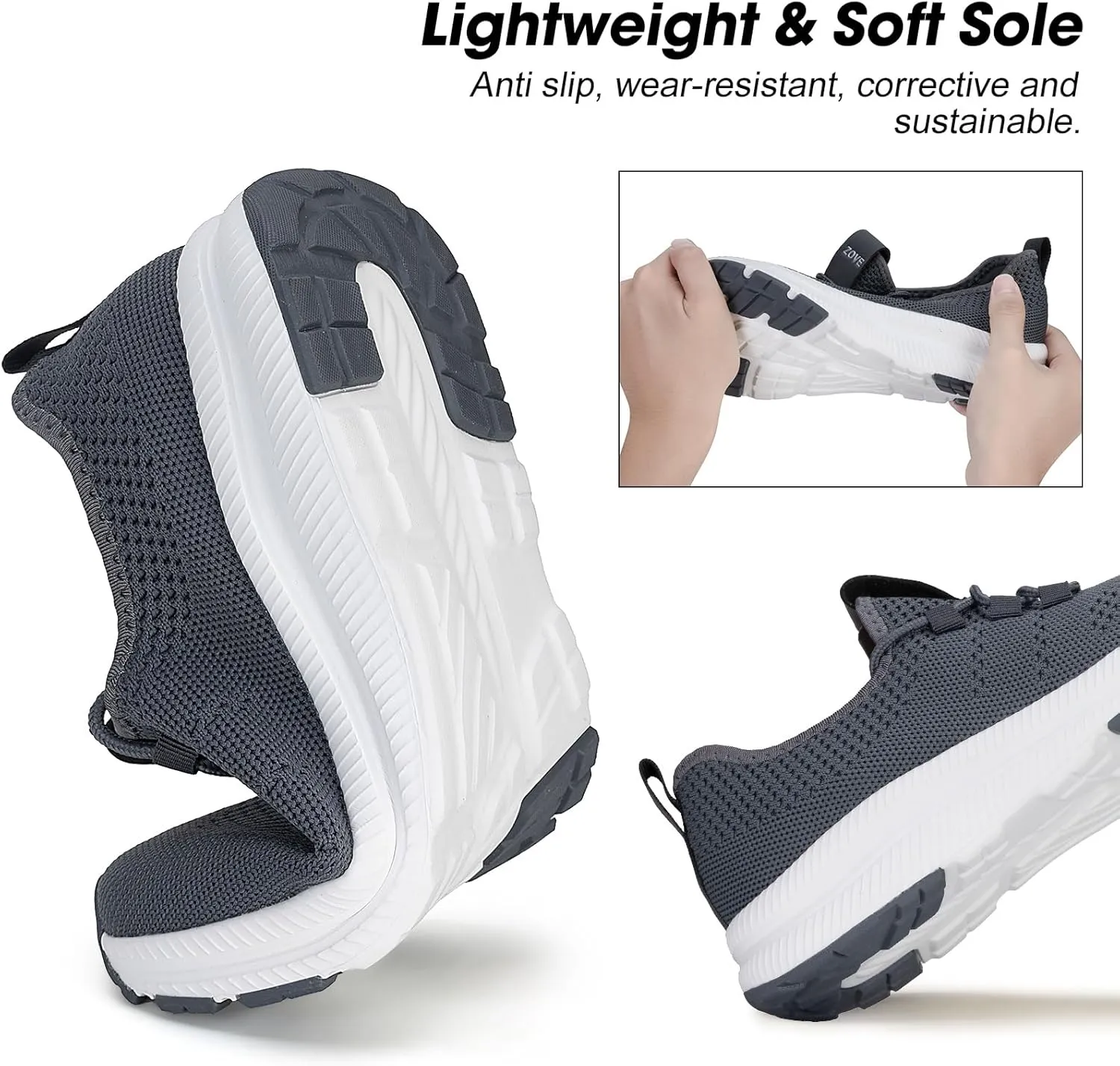 ZOVE Wide Toe Box Shoes Women Extra Wide Width Sneakers Ultra Light Road Running Shoes Non-Slip Tennis Sneakers Breathable Walking Athletic