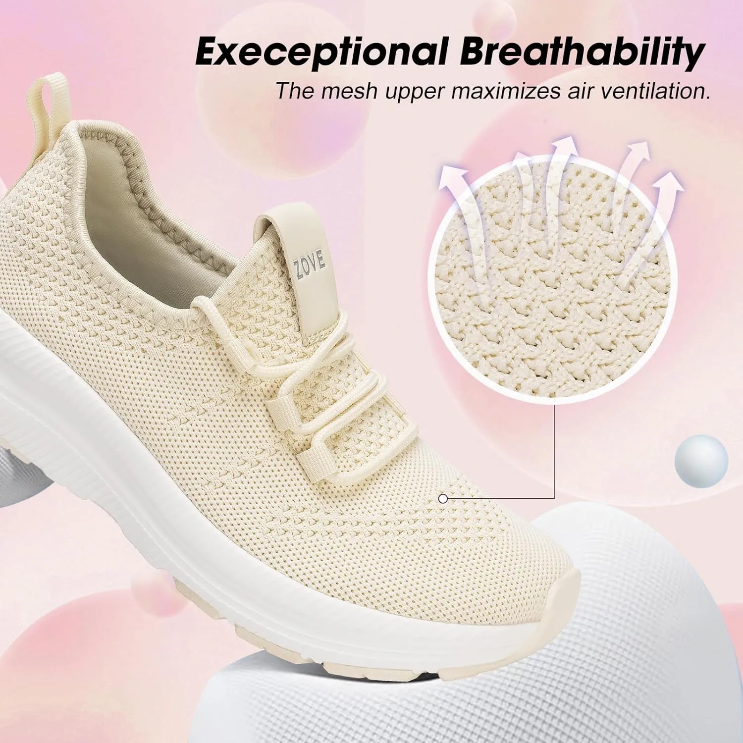 ZOVE Wide Toe Box Shoes Women Extra Wide Width Sneakers Ultra Light Road Running Shoes Non-Slip Tennis Sneakers Breathable Walking Athletic