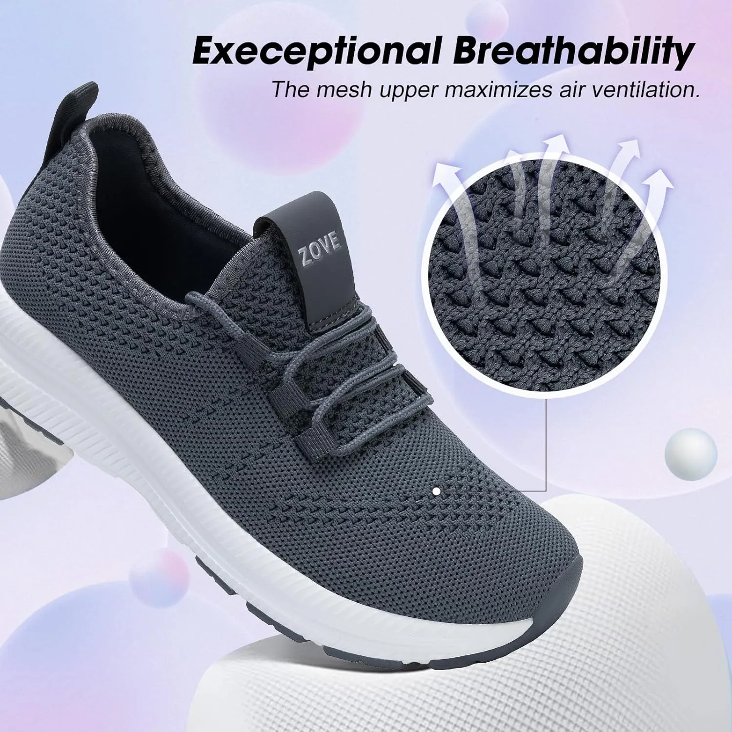 ZOVE Wide Toe Box Shoes Women Extra Wide Width Sneakers Ultra Light Road Running Shoes Non-Slip Tennis Sneakers Breathable Walking Athletic