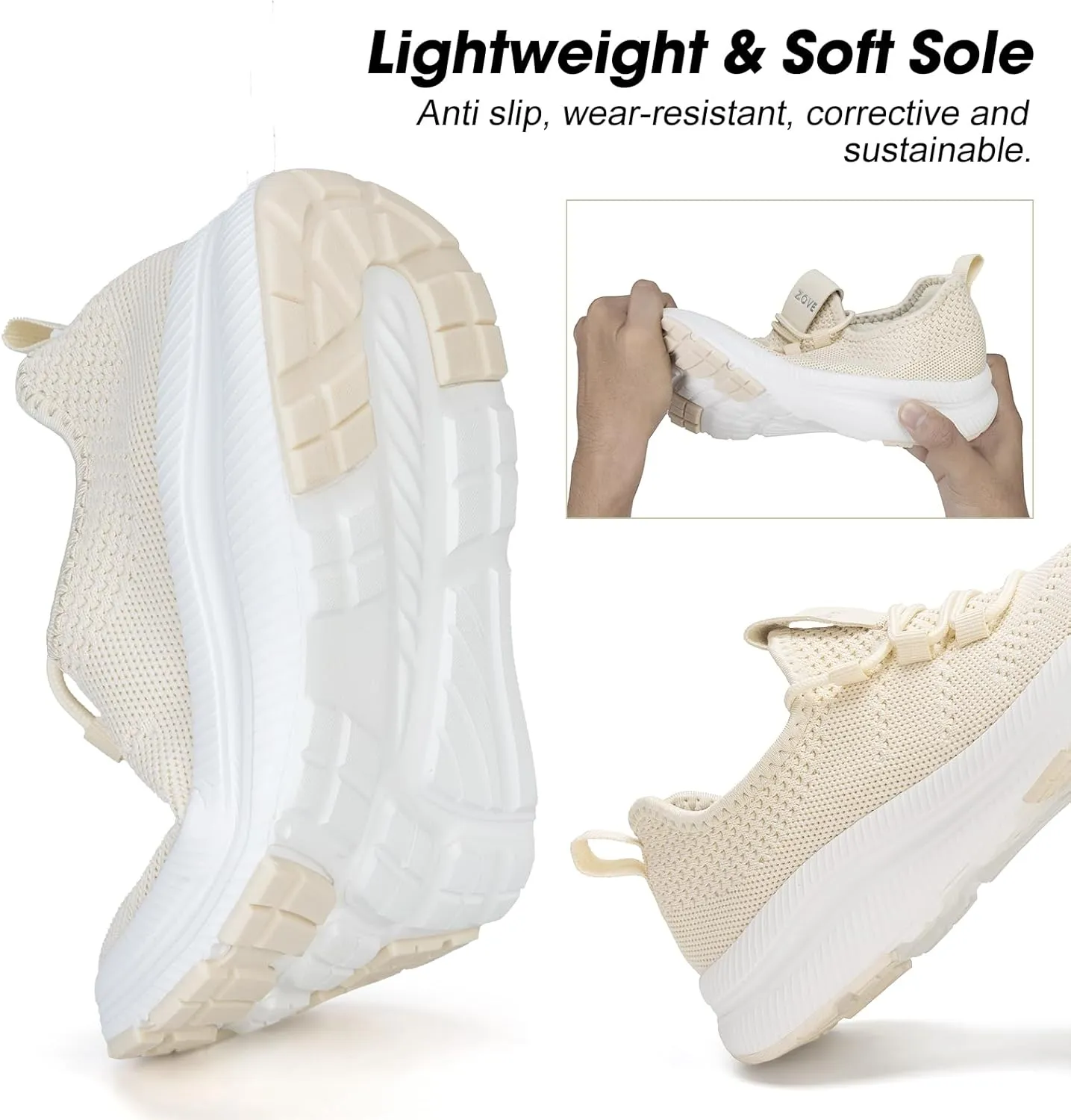 ZOVE Wide Toe Box Shoes Women Extra Wide Width Sneakers Ultra Light Road Running Shoes Non-Slip Tennis Sneakers Breathable Walking Athletic