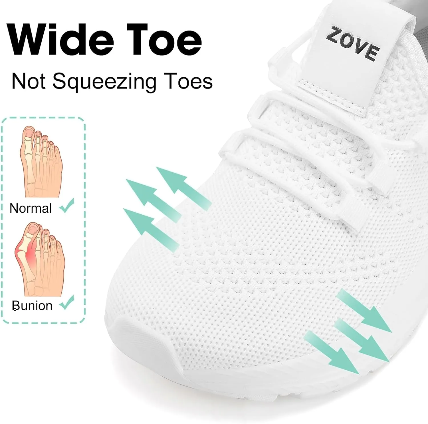 ZOVE Wide Toe Box Shoes Women Extra Wide Width Sneakers Ultra Light Road Running Shoes Non-Slip Tennis Sneakers Breathable Walking Athletic