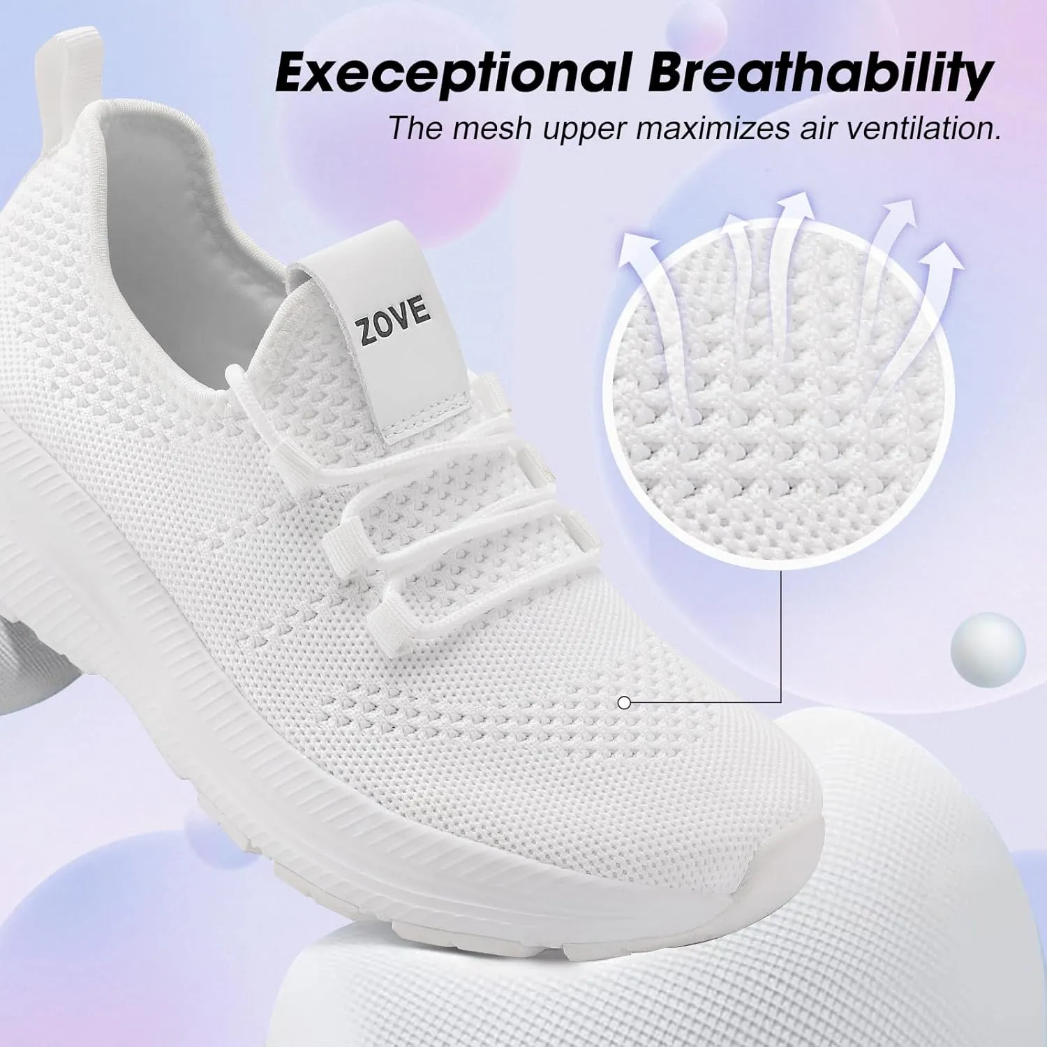 ZOVE Wide Toe Box Shoes Women Extra Wide Width Sneakers Ultra Light Road Running Shoes Non-Slip Tennis Sneakers Breathable Walking Athletic