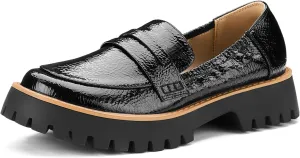 ZURIN Loafers for Women Platform Chunky Heel Loafers Lug Sole Penny Loafers Comfortable Womens Business Casual Shoes